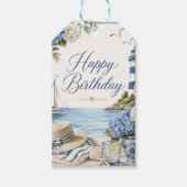 Elegante Zee & Hortensia Verjaardag Cadeaulabel (Voorkant)