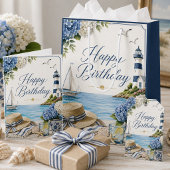 Elegante Zee & Hortensia Verjaardag Cadeaulabel