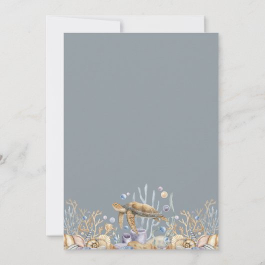 Elegante Zee Schildpad Ocean Wedding Invitation Kaart (Achterkant)
