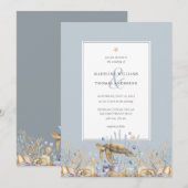 Elegante Zee Schildpad Ocean Wedding Invitation Kaart (Voorkant / Achterkant)