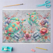 Elegante Zee Schildpadden & Waterverf Bloemen Deco Tissuepapier (Craft)