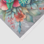 Elegante Zee Schildpadden & Waterverf Bloemen Deco Tissuepapier (Detail)