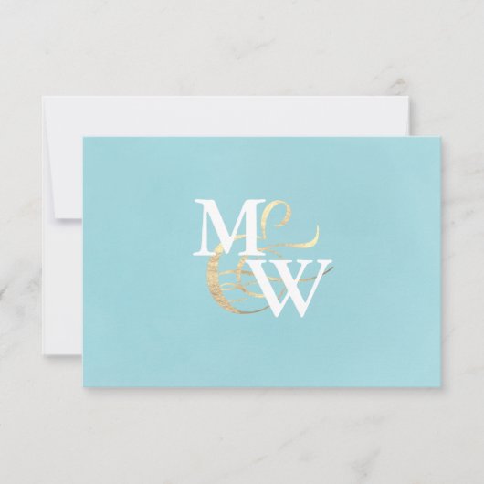 Elegante Zeeen Monogram bruiloft RSVP Kaartje (Voorkant)