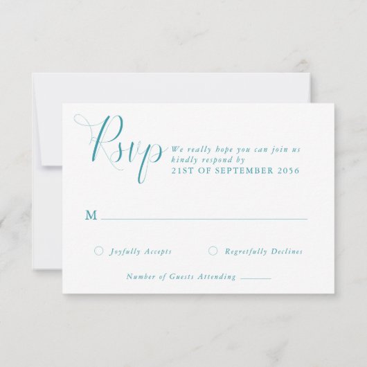 Elegante Zeeen Monogram bruiloft RSVP Kaartje (Achterkant)