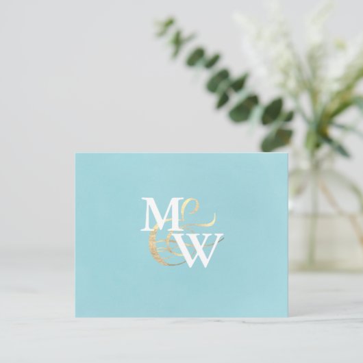 Elegante Zeeen Monogram bruiloft RSVP Kaartje (Staand voorkant)