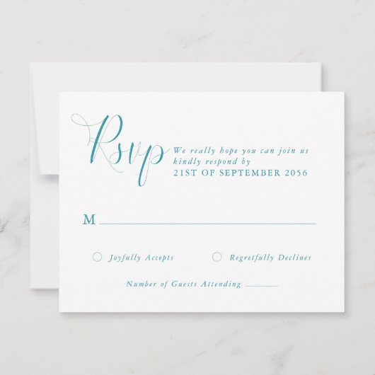 Elegante Zeeen Monogram bruiloft RSVP Kaartje (Achterkant)