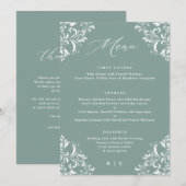 Elegante Zeegroene Vintage Trouwmenu's Menu (Voorkant / Achterkant)