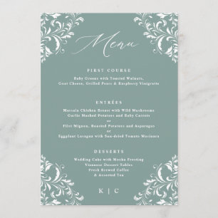 Elegante Zeegroene Vintage Trouwmenu's Menu