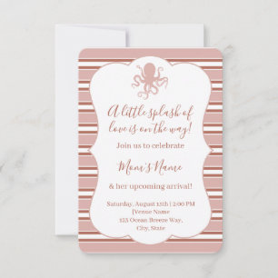 Elegante Zeekat Achtige Gestreepte Baby Shower I Kaart