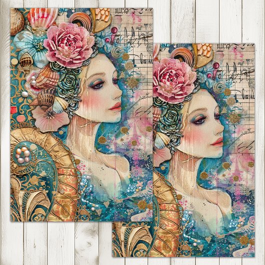 ELEGANTE ZEEMEERMIN DECOUPAGE TISSUEPAPIER