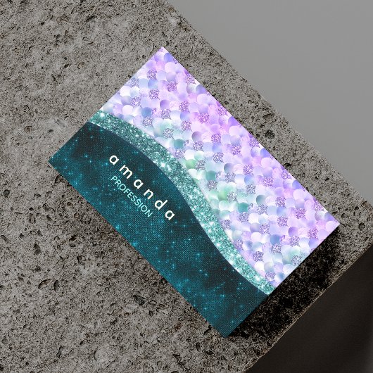 Elegante zeemeermin iriserende faux glitter monogr magnetisch visitekaartje