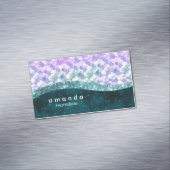 Elegante zeemeermin iriserende faux glitter monogr magnetisch visitekaartje (Voorbeeld)