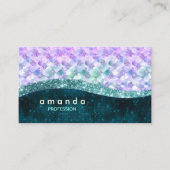 Elegante zeemeermin iriserende faux glitter monogr visitekaartje (Voorkant)