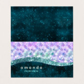 Elegante zeemeermin iriserende faux glitter monogr visitekaartje (Buitenkant ongevouwen)