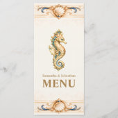 Elegante Zeepaard Bruiloftsmenu Nautilus Strand Menu (Voorkant)
