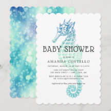 Elegante zeepaardje babyshower uitnodiging
