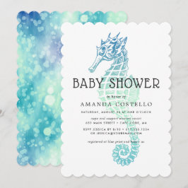 Elegante zeepaardje babyshower uitnodiging