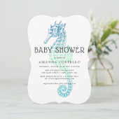 Elegante zeepaardje babyshower uitnodiging (Staand voorkant)