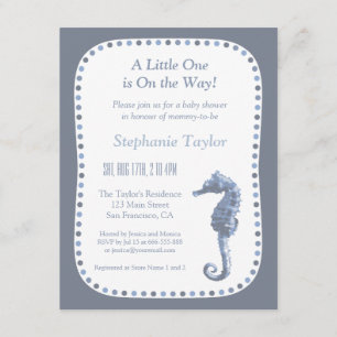 Elegante Zeepaardje Ocean Baby Borrelkaartjes Kaart