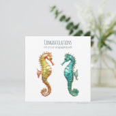 Elegante  zeepaardjes verloofd paar Verloving Kaart (Staand voorkant)