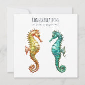 Elegante  zeepaardjes verloofd paar Verloving Kaart (Voorkant)