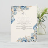 Elegante Zeeschelp Rand Bruiloft Menu (Staand voorkant)