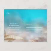Elegante zeeschelpen Blauwe Tropische Save the Dat Aankondigingskaart (Achterkant)