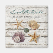 Elegante zeeschelpen strand bruiloft opslaan de da magneet (Voorkant)