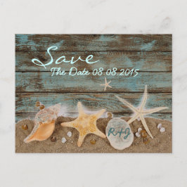 elegante zeeschelpen strand save the date aankondigingskaart
