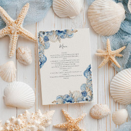 Elegante Zeeschelpenrand Bruiloft Menu