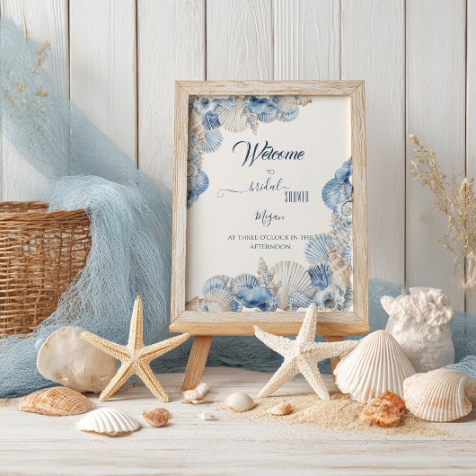 Elegante zeeschelpenrand bruiloft welkom poster