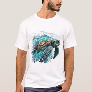 Elegante Zeeschildpad Zwemt In De Blauwe Oceaan T-shirt