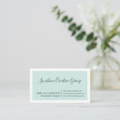 Elegante Zeeschuim Aqua Script Professionele Kaart Visitekaartje (Staand voorkant)