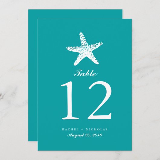 Elegante Zeester | Tafelnummer (Voorkant / Achterkant)