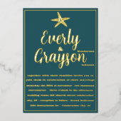 Elegante Zeester Teal en Gouden Strand Bruiloft Folie Uitnodiging (Voorkant)