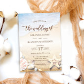 Elegante zeester tropische strand bruiloft kaart