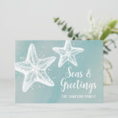 Elegante Zeesterbeach Kerstmis Feestdagenkaart (Staand voorkant)