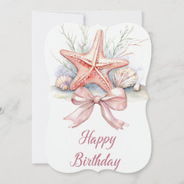 Elegante zeesterren en schelpen Verjaardag Kaart