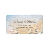 Elegante Zeesterren Schelpen Strand Bruiloft Adres Etiket (Voorkant)