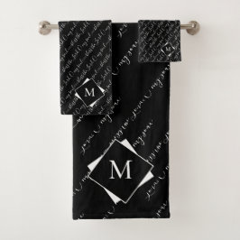 Elegante ZEGEN DE HERE | Monogram badhanddoekenset Bad Handdoek