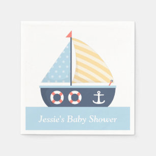 Elegante zeilboot nautische babyshower benodigdhed servetten