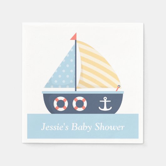 Elegante zeilboot nautische babyshower benodigdhed servetten (Voorkant)