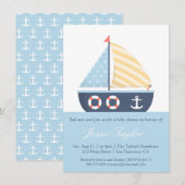 Elegante zeilboot nautische babyshower uitnodiging (Voorkant / Achterkant)