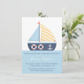 Elegante zeilboot nautische babyshower uitnodiging (Staand voorkant)
