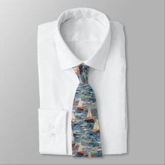 Elegante zeilboot schilderij - Nautische esthetiek Stropdas