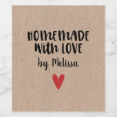 Elegante zelfgemaakte liefde met rustieke kraft ke wijn etiket (Enkel label)