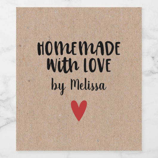 Elegante zelfgemaakte liefde met rustieke kraft ke wijn etiket (Enkel label)