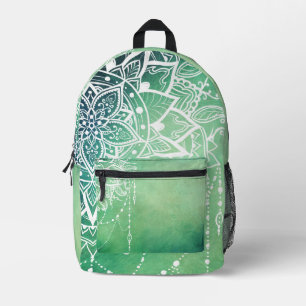 Elegante Zen Mandala Rosette Groene tinten Bedrukte Rugzak