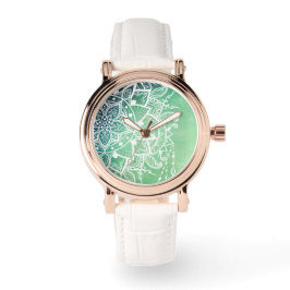 Elegante  Zen Mandala Rosette Groene tinten Horloge