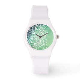 Elegante  Zen Mandala Rosette Groene tinten Horloge